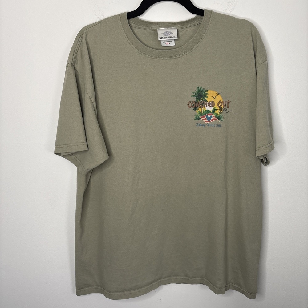 Disney Cruise Line DCL Green CONCHED OUT BAR Castaway Cay T-Shirt VTG XL - Picture 3 of 6